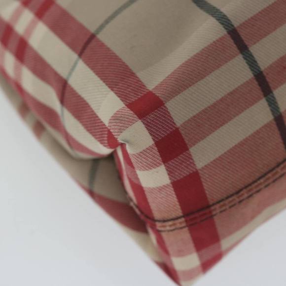 BURBERRY Nova Check Hand Bag Canvas Red Beige Auth bs11653 - Picture 14 of 16